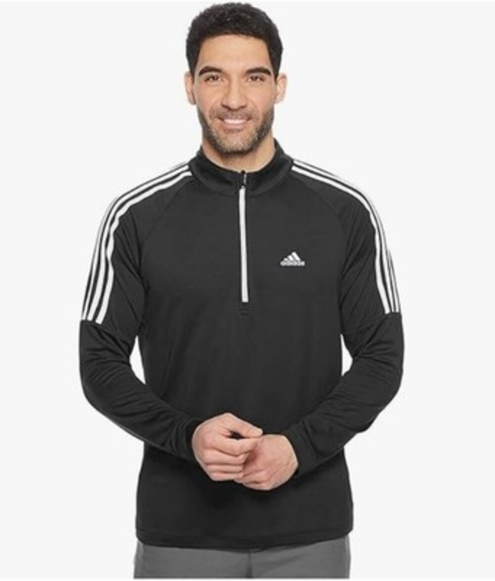 ​Adidas Golf Pullover Men's Size Large Black 1/4 Zip Jacket 3-Stripe